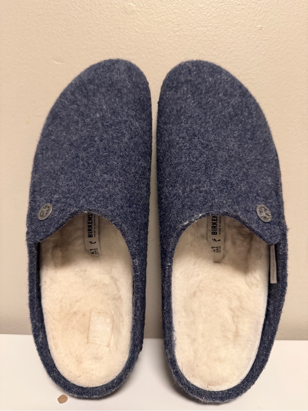 Birkenstock Zermatt Rivet Shearling Clogs Dark Blue Wool US L 10 M 8 EU 41 - Picture 8 of 8